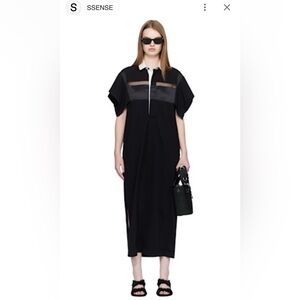 SACAI Black Cotton Jersey Midi Dress